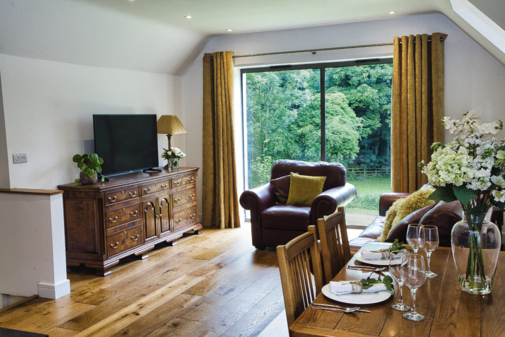 The Loft lounge and woodland view