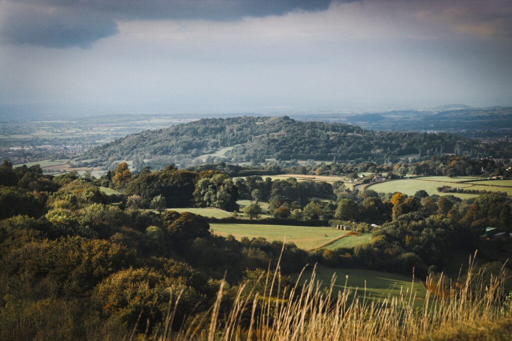 View across the Cotswold countryside from Painswick
